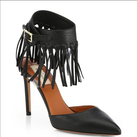 Valentino Gavrani Illusion Fringe Ankle-Wrap Pump - Picture 4 of 8